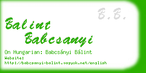 balint babcsanyi business card
